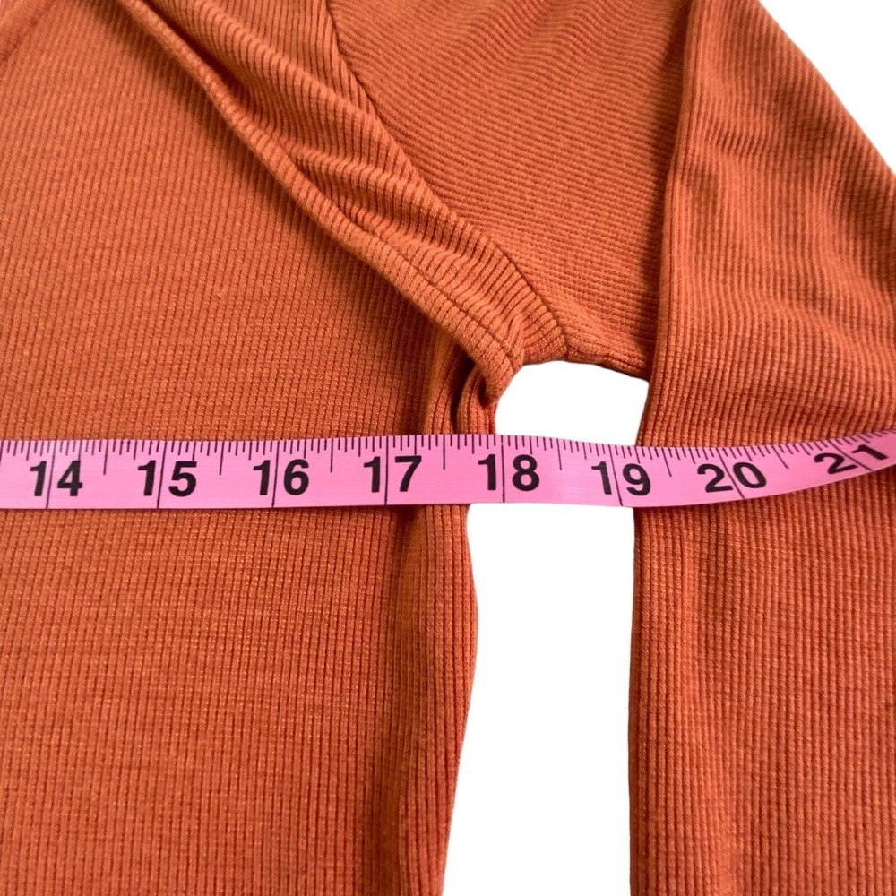 VENUS Women Cut Out Open Front Mock Neck Long Sleeve Top Sz L Orange 1-20 - Picture 5 of 12